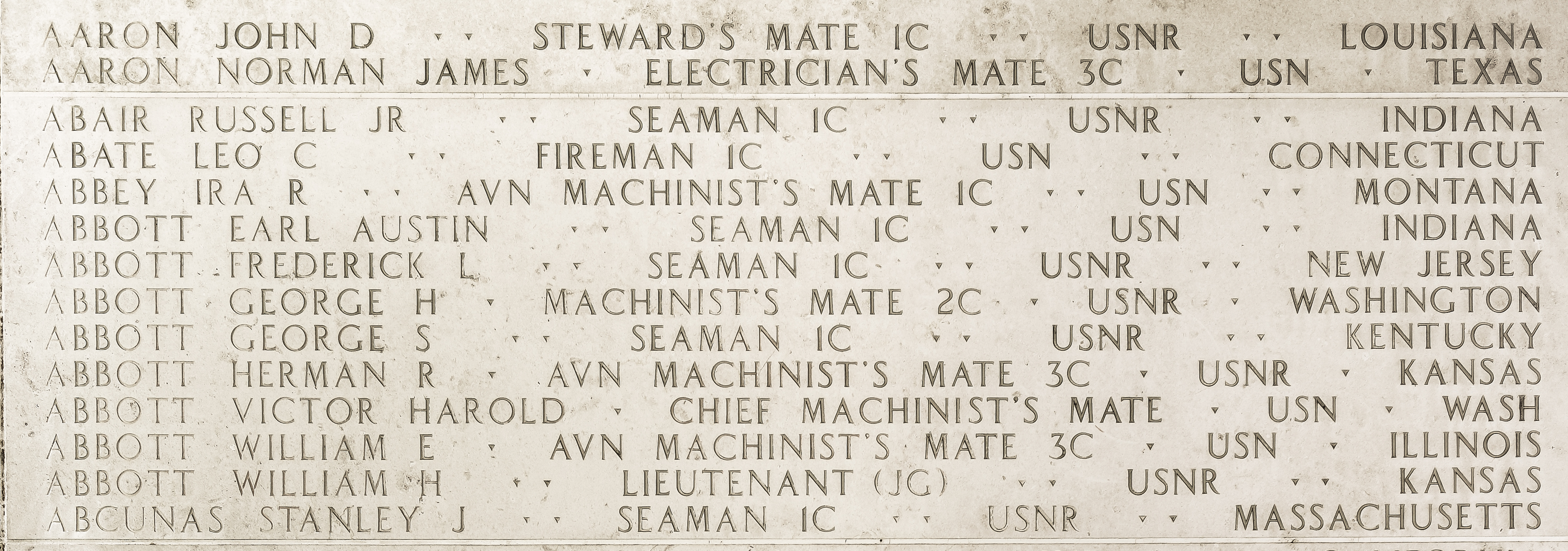 Stanley J. Abcunas, Seaman First Class